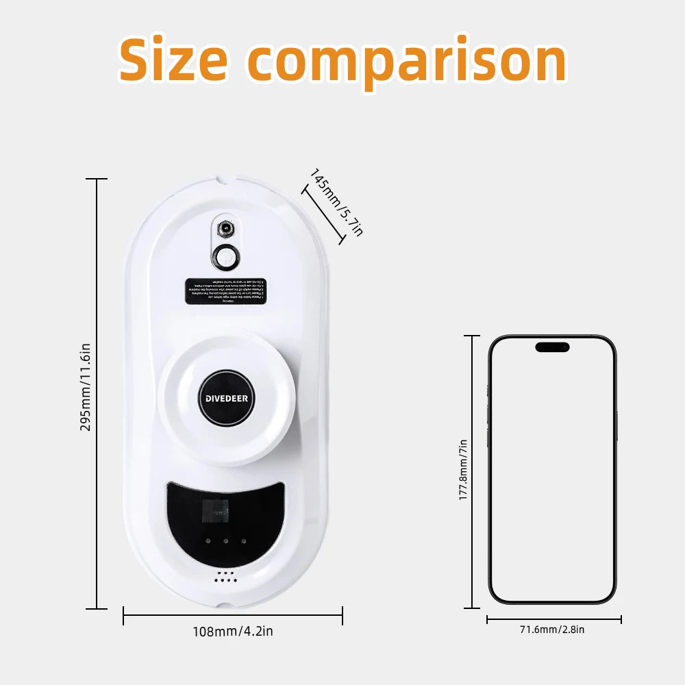DIVEDEER White/Black Home Automatic No Spray or Water spray Window Cleaning Robot Intelligent Wipe  High-rise Large Area Window