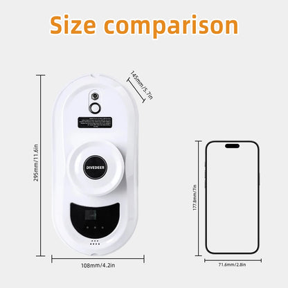 DIVEDEER White/Black Home Automatic No Spray or Water spray Window Cleaning Robot Intelligent Wipe  High-rise Large Area Window