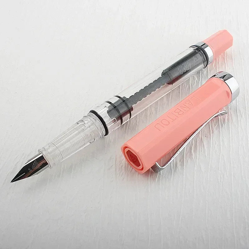 High Quality 3059 Piston Fountain Pen Resin Transparent Ink Pen EF/F Nib 0.38/0.5mm Fountain Pen Business Gif