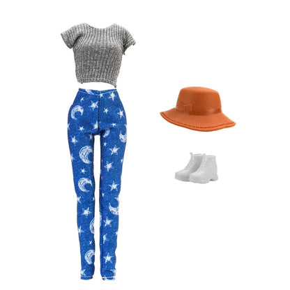 Fashion BJD Doll Clothes Top+pants(+Hats+shoes)Set Fit 30cm Doll&1/6 BJD Doll Clothing Accessories,Toys For Girls Gifts Festival