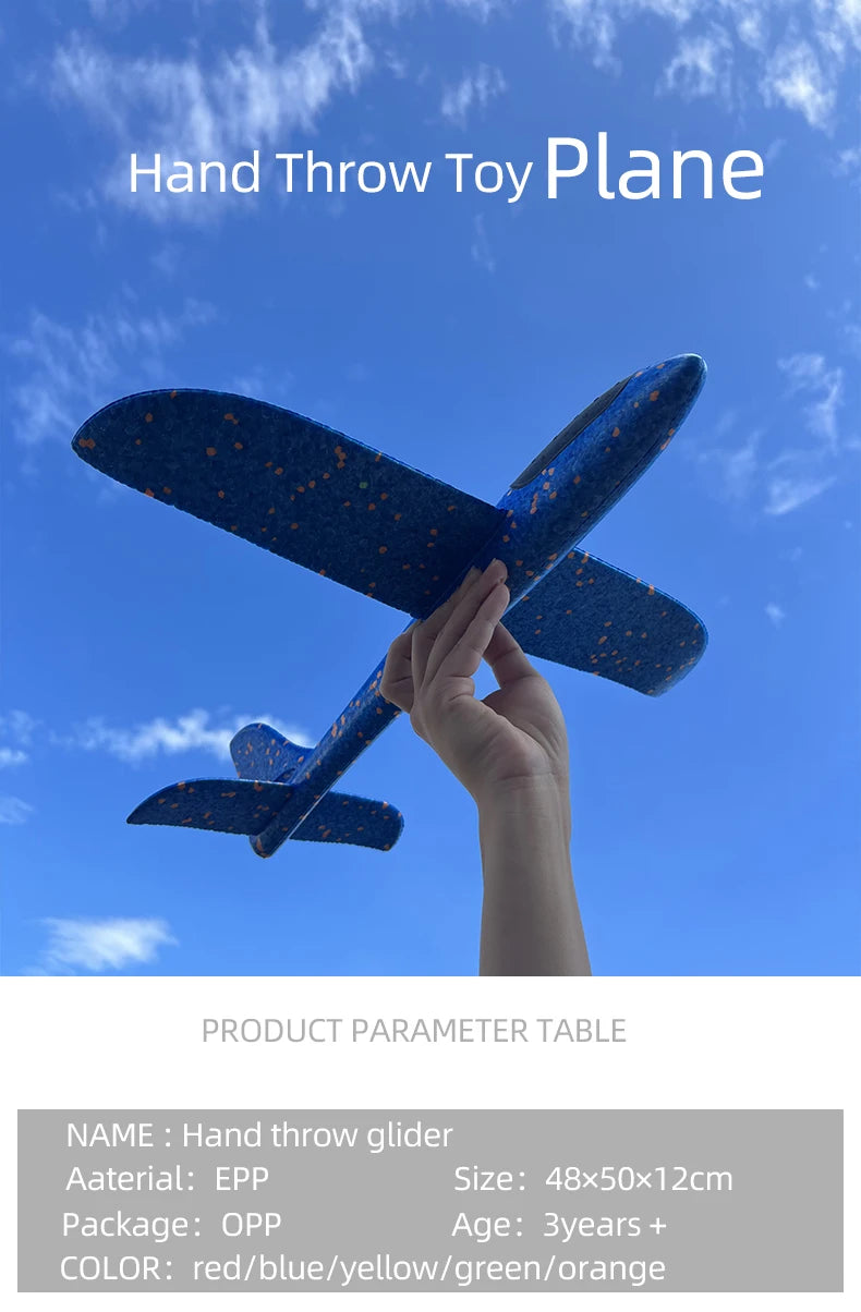 50/33CM Big Flash Foam Plane Glider Hand Throw Light Inertial AirPlane EPP Outdoor Launch Fun of Kids Toys for Children Boy Gift