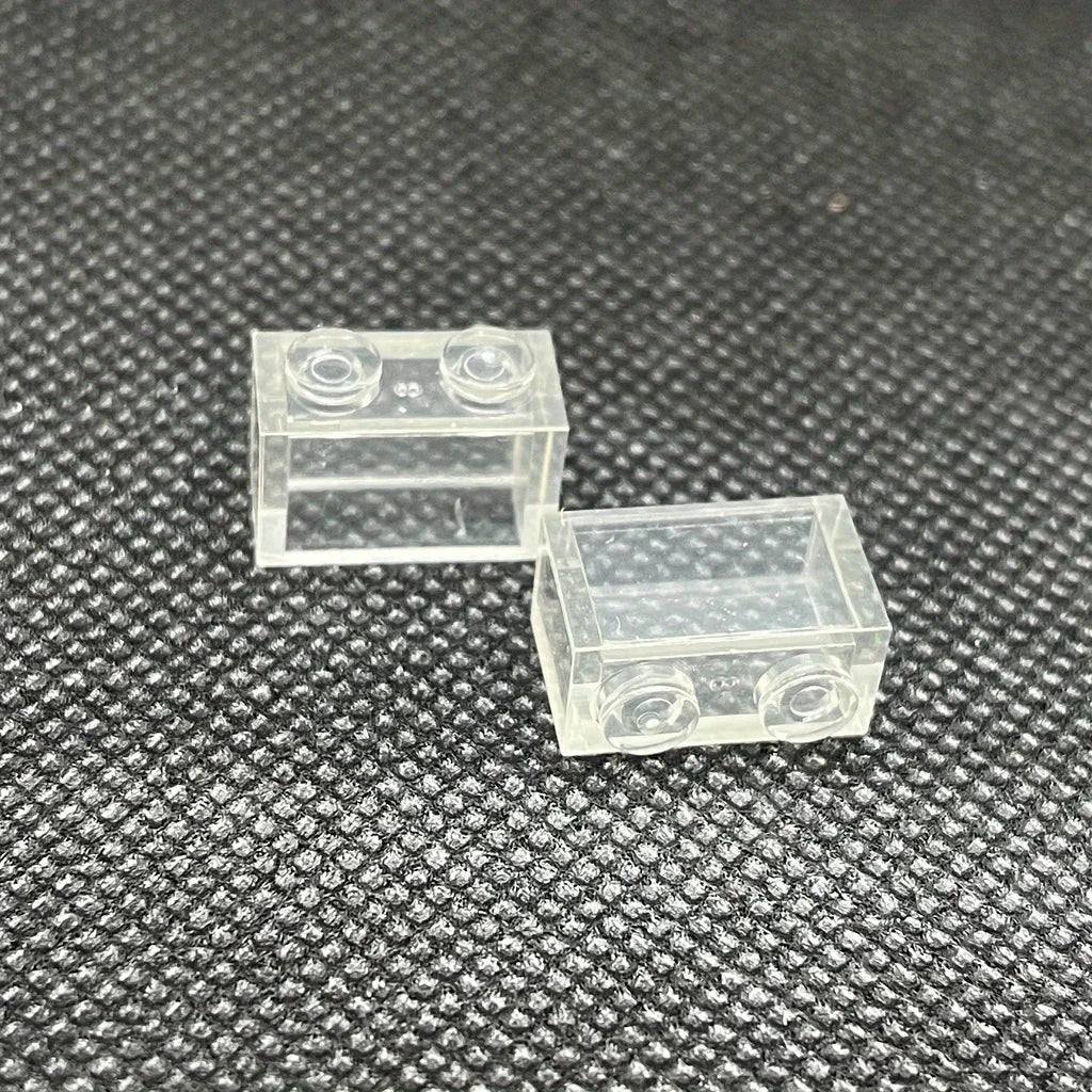 40pcs/bag Small Particles Bricks Transparent Clear Brick 1x2 Building Block Classic Bulk Parts Accessories Toys for Children