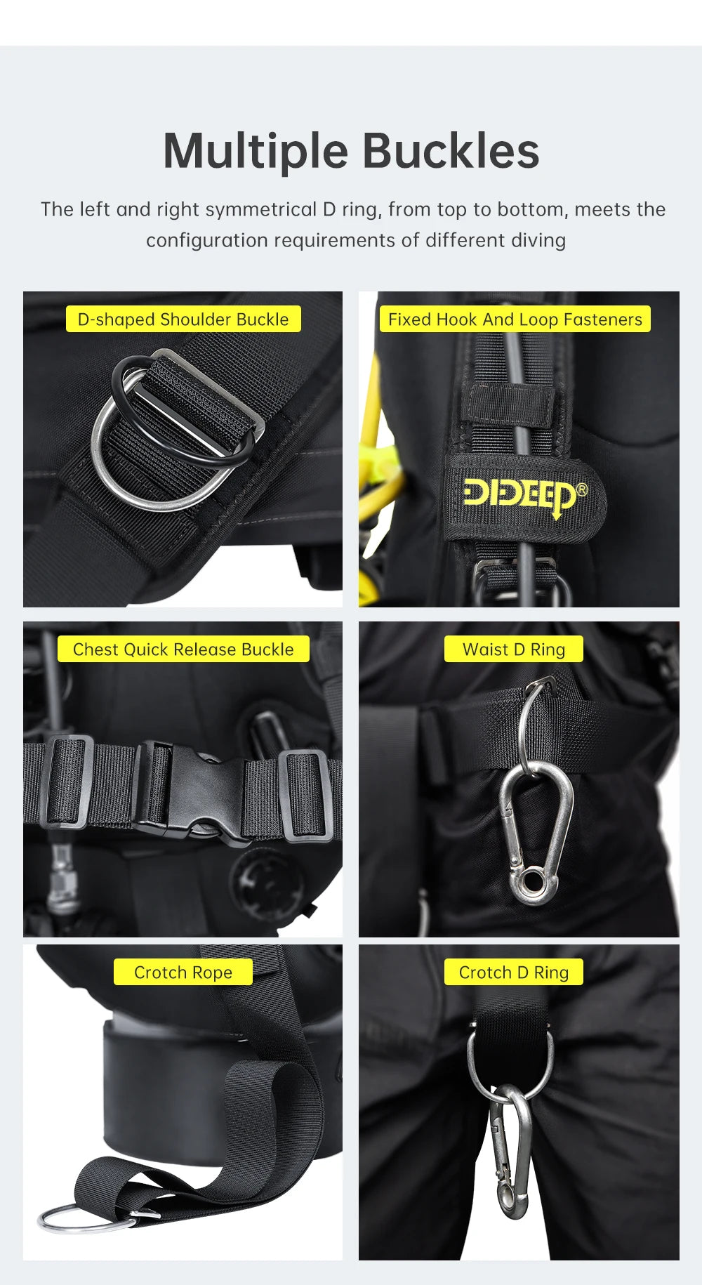 DIDEEP Buoyancy Control Device Donut Design Scuba Diving BCD Equipment High-strength Nylon Professional Diving Safety Gear