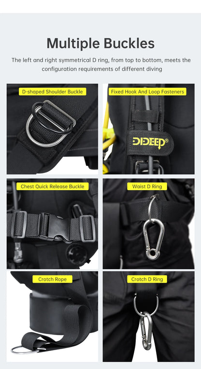 DIDEEP Buoyancy Control Device Donut Design Scuba Diving BCD Equipment High-strength Nylon Professional Diving Safety Gear