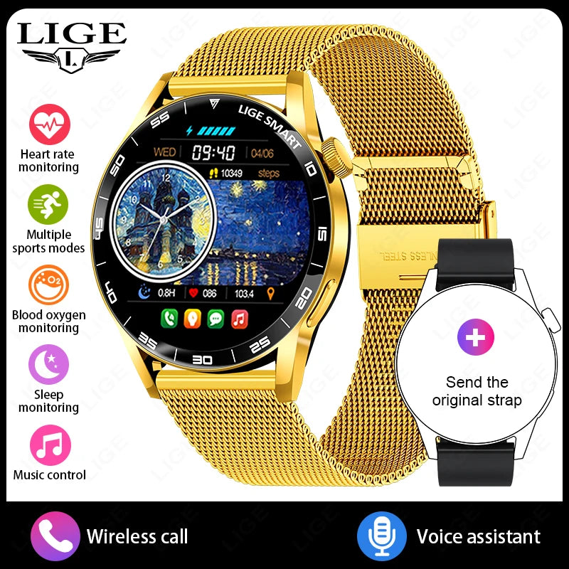 LIGE 2026 Voice Calling Smart Watch Men 1.38" HD IP68 Waterproof Sports Fitness Watches New Man Women Smartwatch For Android iOS