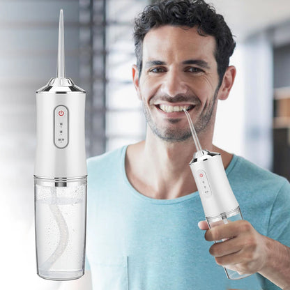Portable Oral Irrigator Dental Water Flosser USB Water Jet Floss 4 Jet Tip 220ml 3 Modes IPX7 1400rpm Mouth Washing Machine