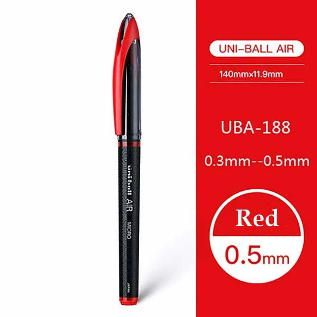 Uni Ball Air Micro Gel Rollerball Pen UBA-188 0.5/0.7MM Japanese Stationery Black Technology Straight Liquid Free Control Ink