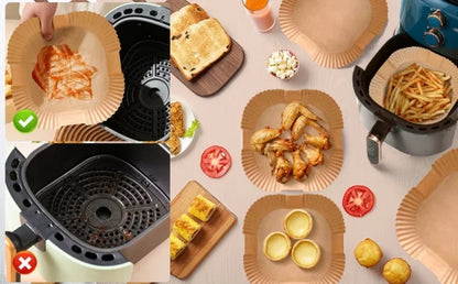 100Pcs Non Stick Air Fryer Liners Oil Waterproof Parchment Paper Baking Roasting Microwave Pre Cut Air Fryer Accessories