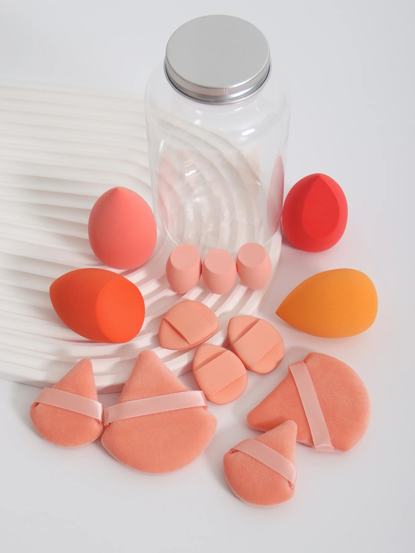 14 Piece Cosmetic Sponge Set, Cosmetic Sponge Finger Puff, Dry and Wet Foundation Make-Up Cosmetic Puff