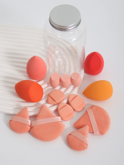 14 Piece Cosmetic Sponge Set, Cosmetic Sponge Finger Puff, Dry and Wet Foundation Make-Up Cosmetic Puff