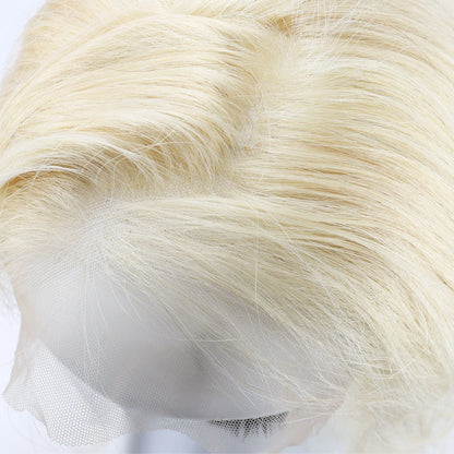 Full Lace Wig for Women #613 Light Blonde Real Remy Human Hair Wig Curly Wave Hair Glueless Bleached Knots Natural Hairline