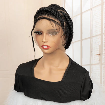 New Arrival Afro Bantu Braided Wigs Synthetic Full Lace Cornrow Box Braided Wigs Natural Handmade Braids Wig for Black Women