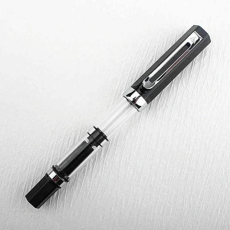 High Quality 3059 Piston Fountain Pen Resin Transparent Ink Pen EF/F Nib 0.38/0.5mm Fountain Pen Business Gif
