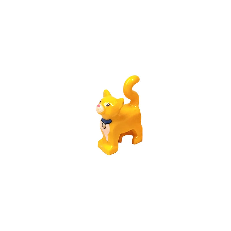 City Animal Zoo Farm Series Building Blocks Street View Panda Brown Bear Cat Pig Long Wool Sheep Cow Cattle Pet Bricks Toys Kids