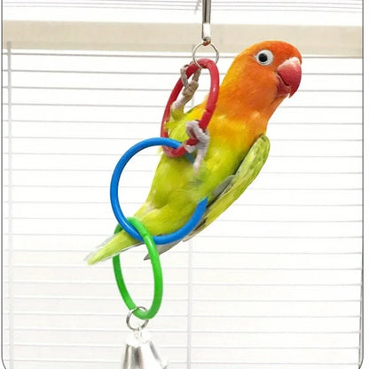 Parrot Toys Colorful Parrot Climbing and Chewing Toy with Bell Bird Swing Toys for Nibbling and Playing