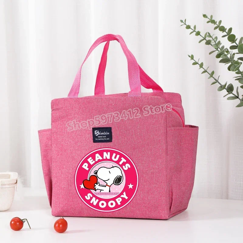 Snoopys Portable Lunch Drink Carrier Insulated Bag Fresh Cooler Pouch Food Thermal Box Tote Picnic Container Bags Cute Kids Gift