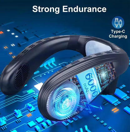 720 Degree Cooling Neck Hanging Fan Rechargeable Semiconductor Cooling Bladeless Mute Fan Portable Wearable Summer Air Cooler