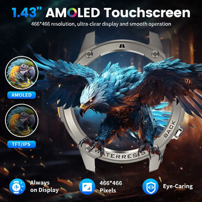 LIGE New GPS Tracker Smart Watch Men 466*466 AMOLED Screen Men Watches 50M Waterproof Outdoor Compass 500mAh Battery Smartwatch