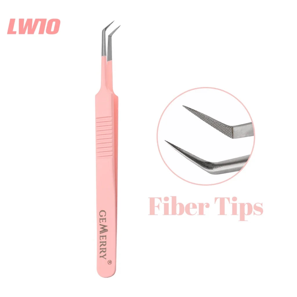 GEMERRY 1 Pcs Pink Gradient Angel Eyelash Tweezers Fiber Tips High Precision Professional Stainless Steel Tool