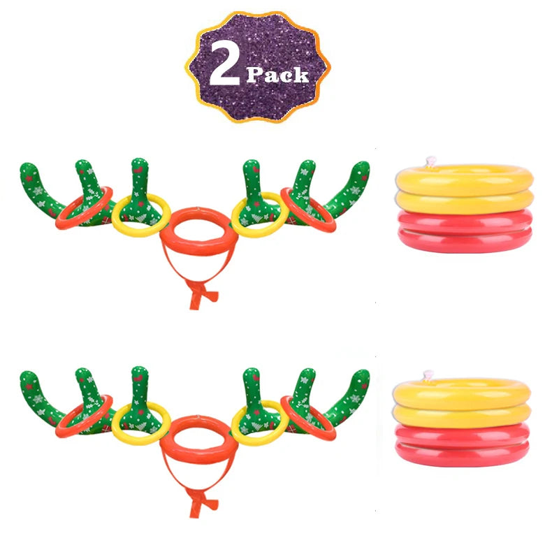 1/2/3pcs Inflatable Reindeer Antler Ring Toss Game Christmas Family Holiday Party Games Outdoor Indoor Ring Toss Xmas Gifts Toys