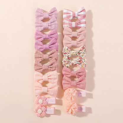 20pcs/set Lovely Kids Bows Hair Clips for Girls Barrette Boutique Full Coverage Fabric Children's Headwear Baby Hair Accessories