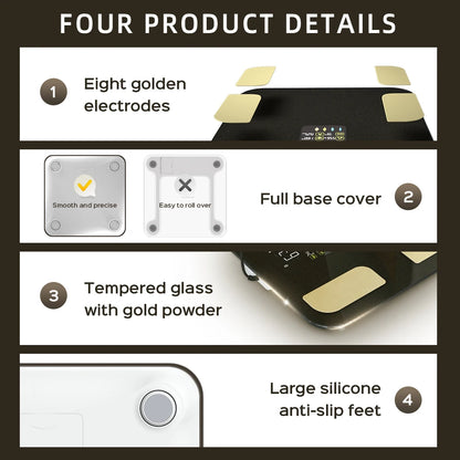 Fitdays 8 Electrode Smart Body Scale Smart Full Body Composition Bioimpedance Scale Digital Body Fat Weight Scale Balance