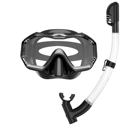 3 Windows Snorkel Mask Set Scuba Diving Swimming Goggles Panoramic Wide View HD Dry Top Anti-Leak Anti-Fog For Adults and Kids