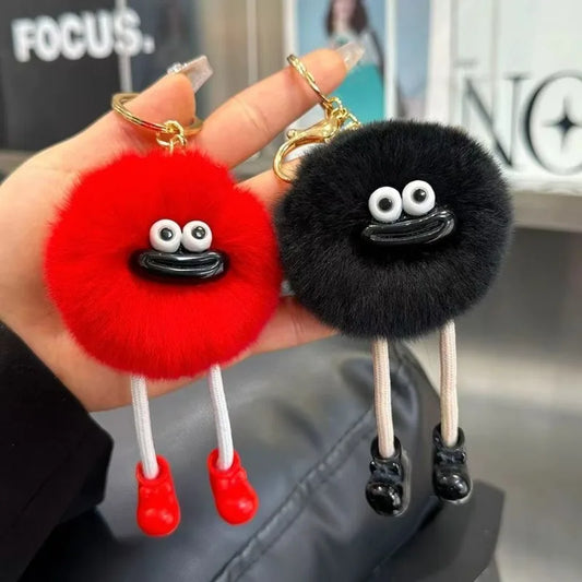 Cute Big Eyes Plush Toys Keychain Cartoon Briquettes Keychain Briquettes Car Keychain Pendant Korean Plush School Bag Pendant