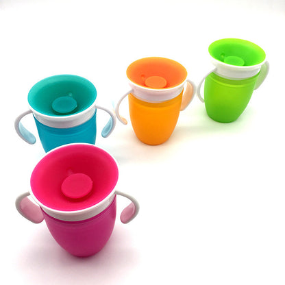 Baby Learning Drinking Cup With Double Handle Flip Lid 360 Degrees Can Be Rotated Leakproof Cup Infants Water Cups Bottle