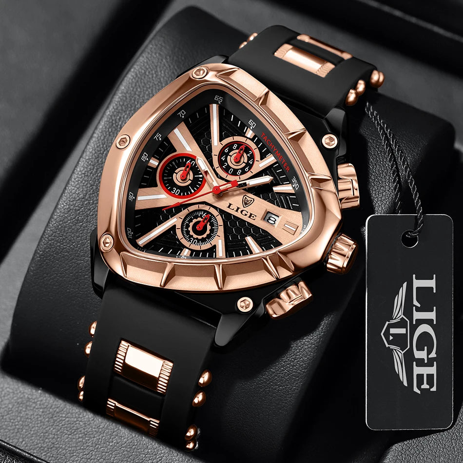 LIGE Original Luxury Men Watch Waterproof Sport Mens Quartz Wrist Watches Business Big Dial Wristwatches Relogio Masculino+BOX