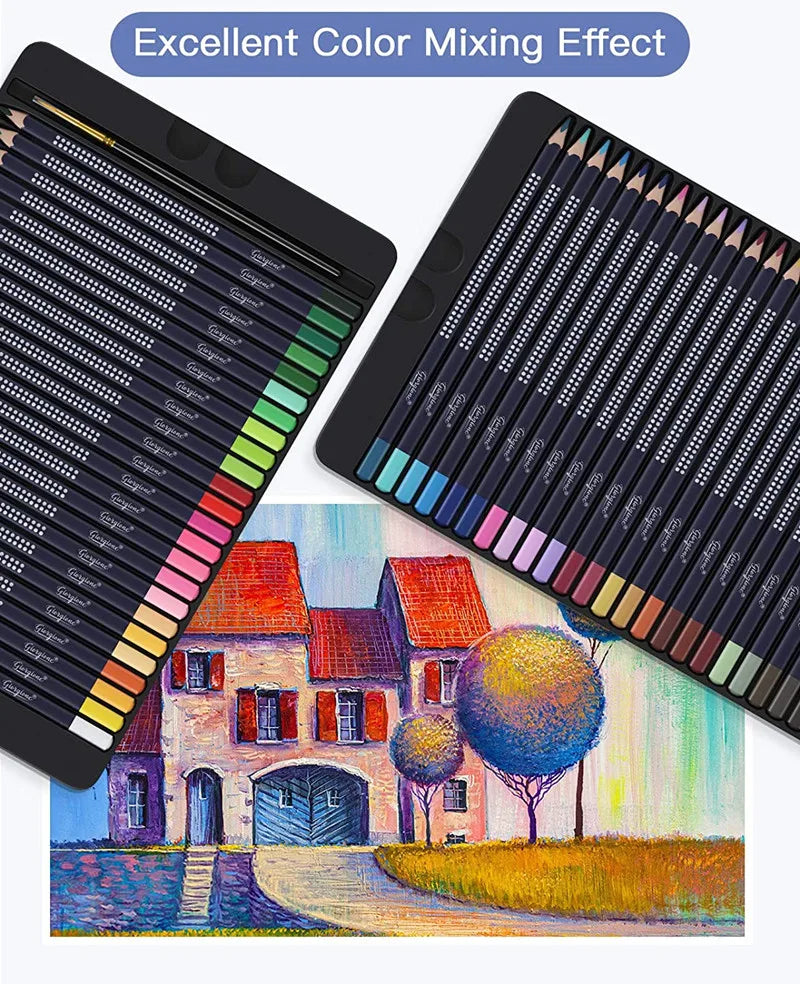 Professional Watercolor Pencil Set 12/36/48/72/120 Coloured Pencils Water Soluble Sketching Pencils with Brush Art Supplies