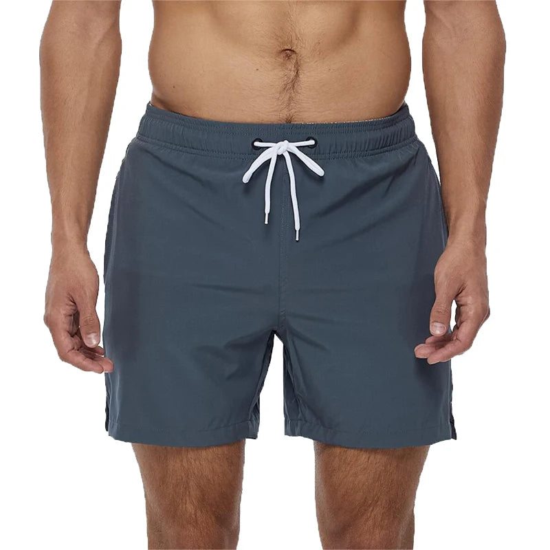 Datifer Brand 2026 Summer Mens Shorts Solid Polyester Gym Traje De Baño Hombre Breathable Mesh Liner Side Pockets Sport Swimwear
