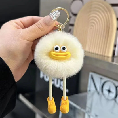 Cute Big Eyes Plush Toys Keychain Cartoon Briquettes Keychain Briquettes Car Keychain Pendant Korean Plush School Bag Pendant