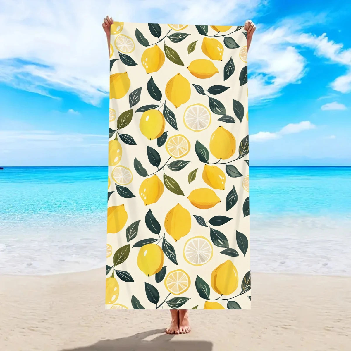 1pc fruit printed large beach towel, ultra-fine fiber towel, outdoor swimming, vacation, camping beach towel