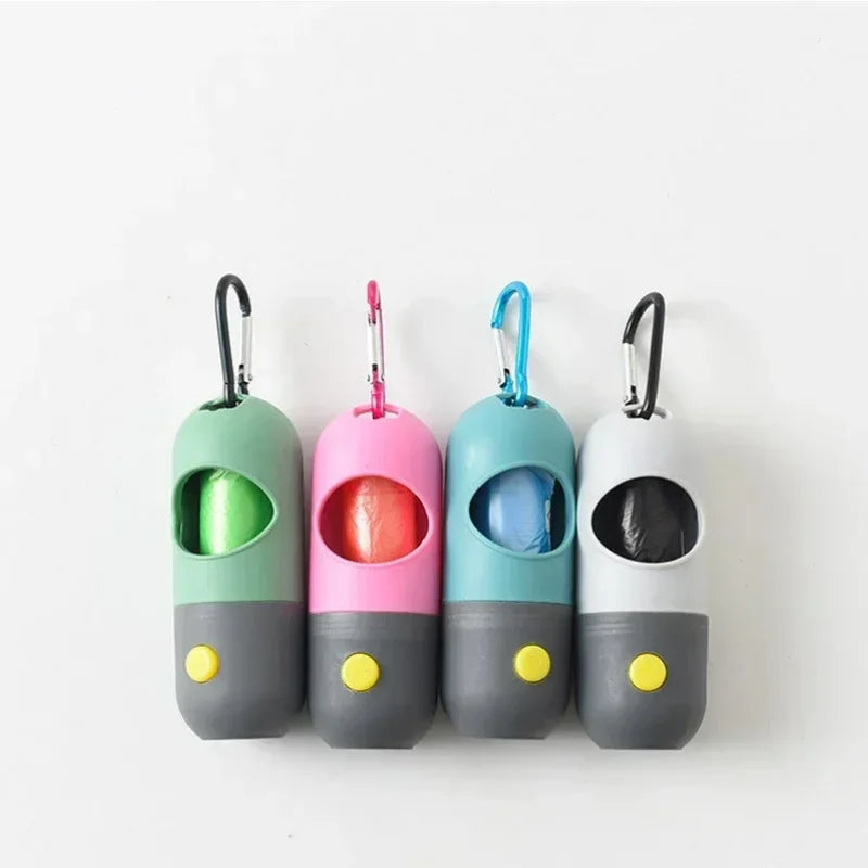 LED Lighted Dog Poop Bags Dispenser Portable with 10 Rolls Waste Bags Degradable for Outdoor Night Dog Walking Cat Cleaning