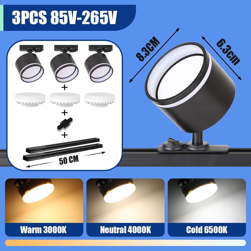 GX53 LED Track Spotlights Replaceable light bulb 110V 220V track Lights for Home Decor Living Room Kitchen Ceiling Lamp Decorate