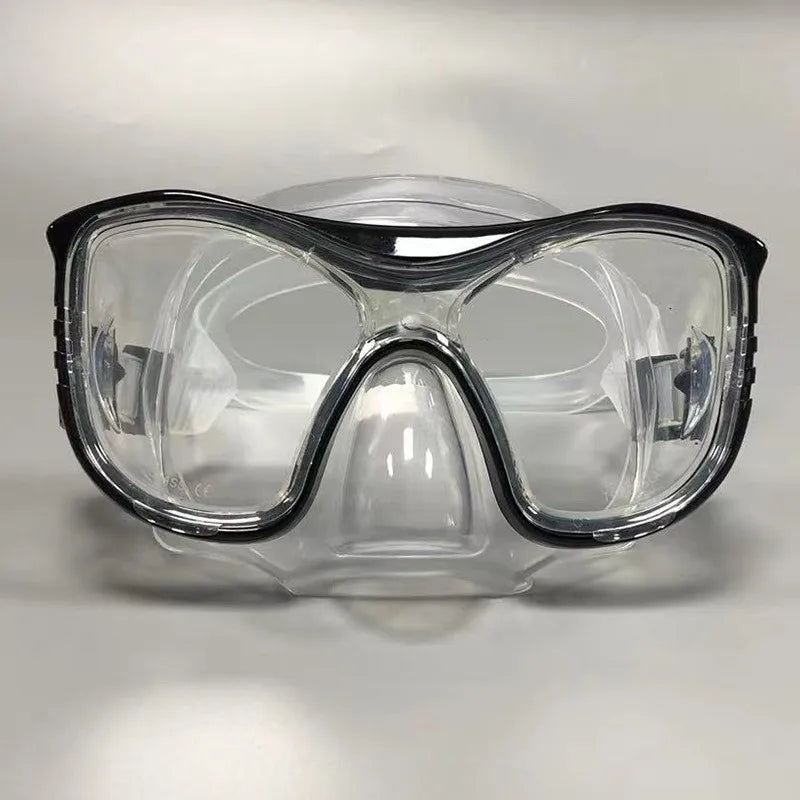 Large-Frame Diving Goggles Set: Silicone, Wide View, Tempered Glass