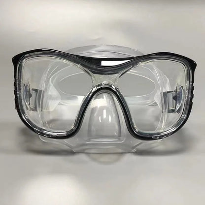 Large-Frame Diving Goggles Set: Silicone, Wide View, Tempered Glass
