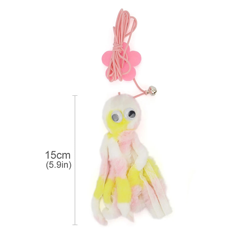 Small Octopus Cat Toy Suction Cup Hanging Cat Toy Squid Retractable Hanging Door Pet Supplies Self-hey Interactive