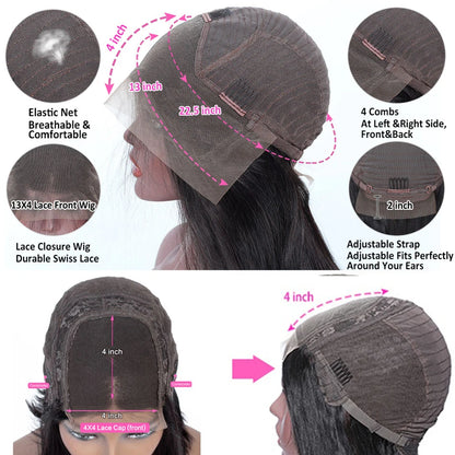 Kinky Straight Human Hair Wigs 13x4 Lace Front Wigs For Women HD Glueless Wig Human Hair Brazilian 4x4 Lace Closure Wig On Sale