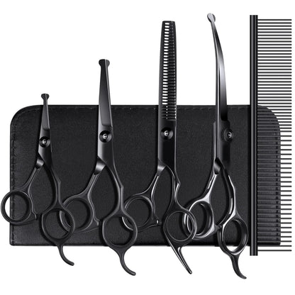Pet Grooming Scissors Dog Hair Tool Set Professional Trimming Scissors Bent Scissors Teddy Haircutting Scissors Pet Supplies