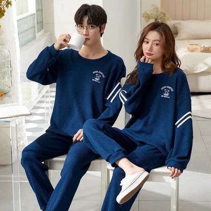 Autumn Couple Pajamas Sets Cartoon Men Sleepwear Leisure Cotton Plus Size Long Sleeve Women Homewear pijama Homme Mujer Dropship
