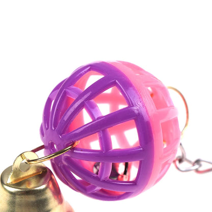 Cute Parrot Toys Pet Bird Parakeet Climb Bite Chew With Hanging Swing Bell Ball Bird Toy Pet Supplies For Parakeet Cockati
