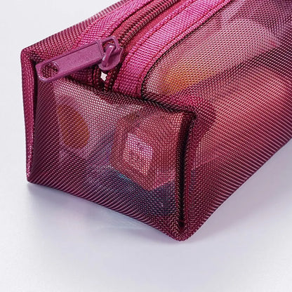Fashion Cosmetic Bag Stationery Case Square Mesh Storage Pouch Mini Zipper Coin Purse Large Capacity Key Bags