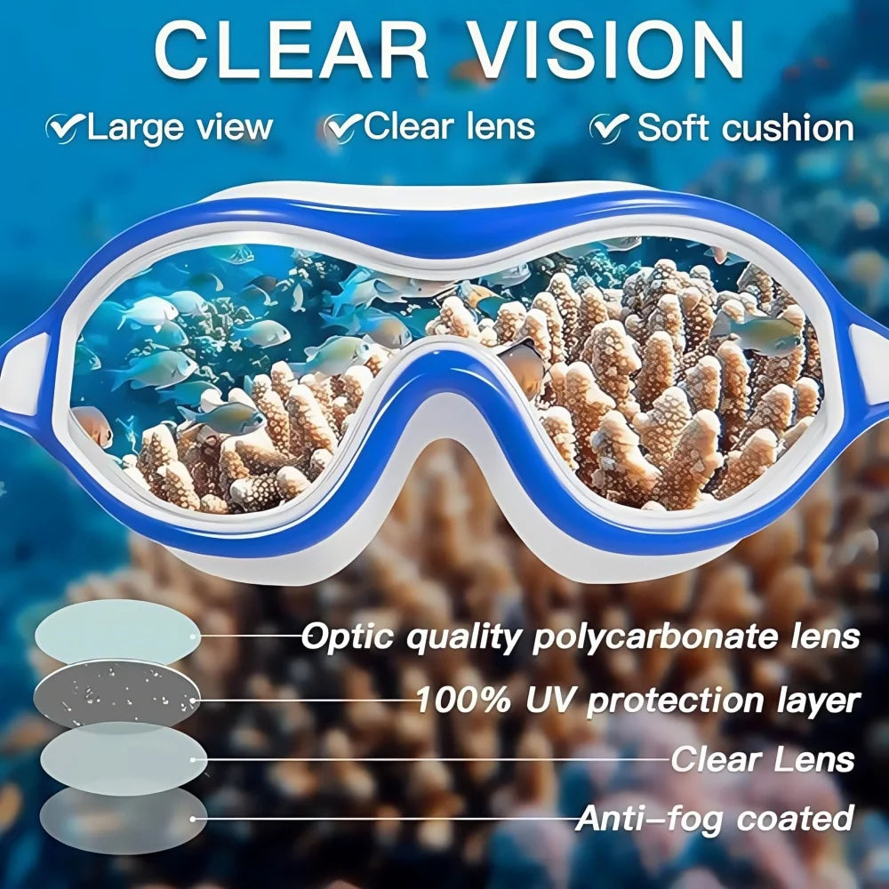 2PCS Large Frame Swimming Goggles Adult High-Definition Anti Fog Electroplated For Women Men  Silicone Anti Uv Goggles