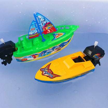 Wind Up Clockwork Float In Water Speed Boat Ship Children Bath Toys Random Color Kids Pool Swimming Bathtub Bath Toys
