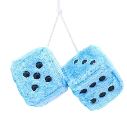 Big Long Hair Hot Stamping Dot Dice Plush Toy Cube Pendant Car Ornament Sieve Anime Car Decoration Accessories Auto Pendant