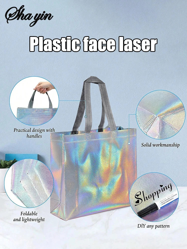 Organizer Silver Reusable Gift Tote Grocery Shopping Bags Apply To Bridesmaids Birthday Party Wedding, Bachelor Party Supplies