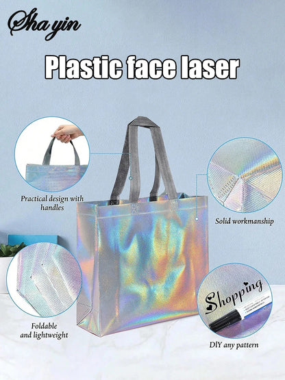 Organizer Silver Reusable Gift Tote Grocery Shopping Bags Apply To Bridesmaids Birthday Party Wedding, Bachelor Party Supplies