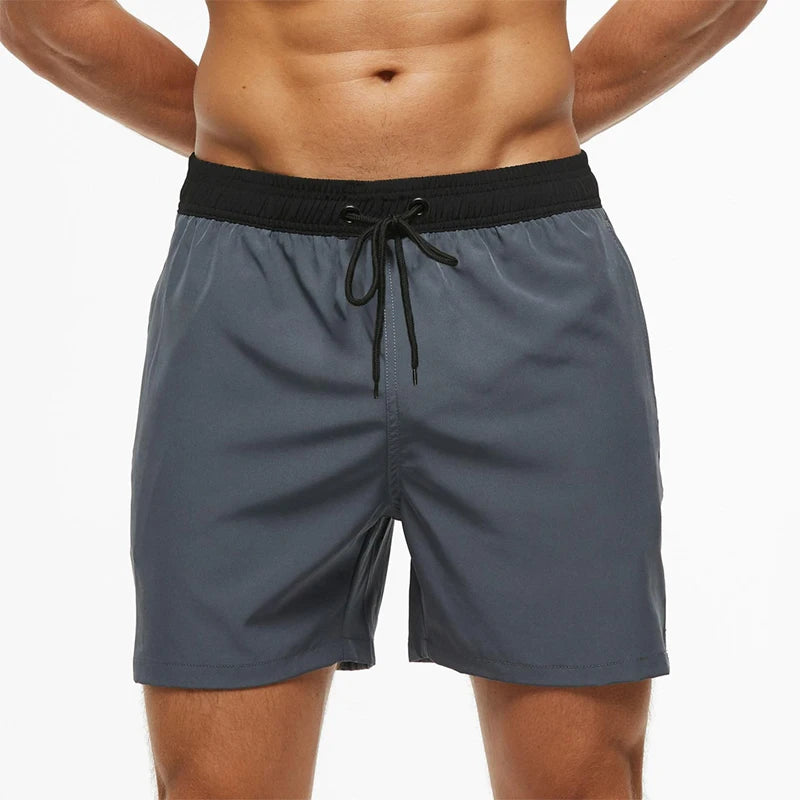 Datifer Brand 2026 Summer Mens Shorts Solid Polyester Gym Traje De Baño Hombre Breathable Mesh Liner Side Pockets Sport Swimwear
